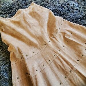 county western rodeo ranch style midi suede skirt